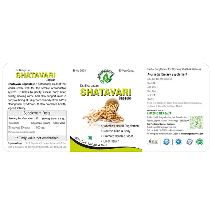 Dr.Bhargav’s Shatavari Veg Capsules (60 Each)