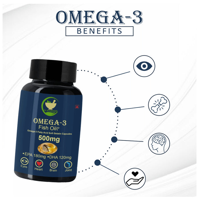 Fij Ayurveda Omega 3 Fish Oil 500mg Soft Gelatin Capsule