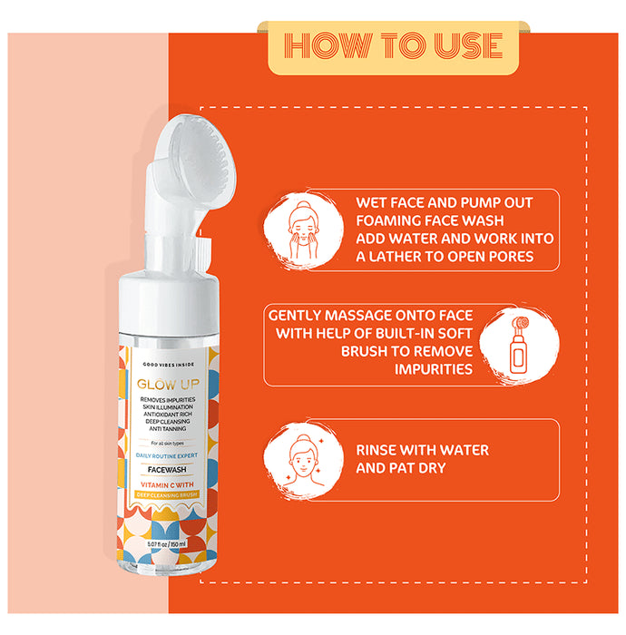 Glow Up Vitamin C Face Wash with Deep Cleansing Brush