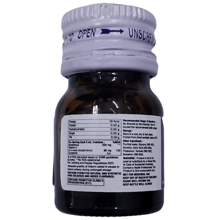 Glucy Shot Glutathione with Vitamin C Oral Solution Sugar Free