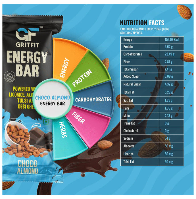 Gritfit Energy Bar (40gm Each) Choco Almond