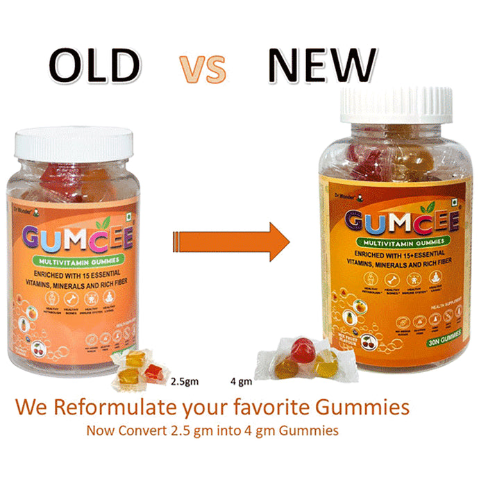 Gumcee Multivitamin Gummies with 15 Essential Vitamins (30 Each) Mix Fruit
