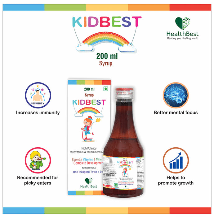 HealthBest Kidbest Multivitamin & Multimineral for Complete Development | Syrup