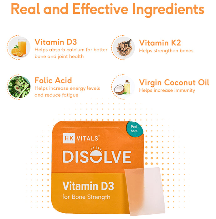 Healthkart HK Vitals Disolve Vitamin D Strip Raspberry