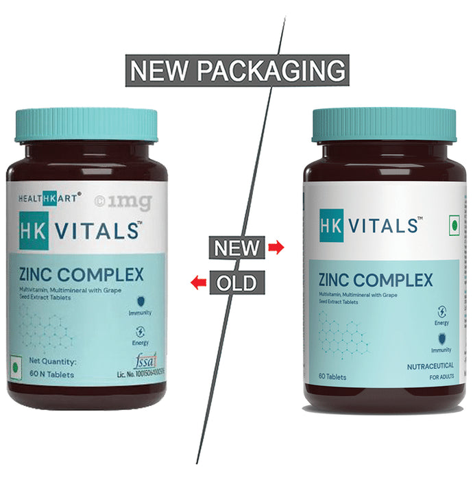 Healthkart HK Vitals Zinc Complex | Multivitamin & Multimineral with Grape Seed Extract for Energy & Immunity | Tablet