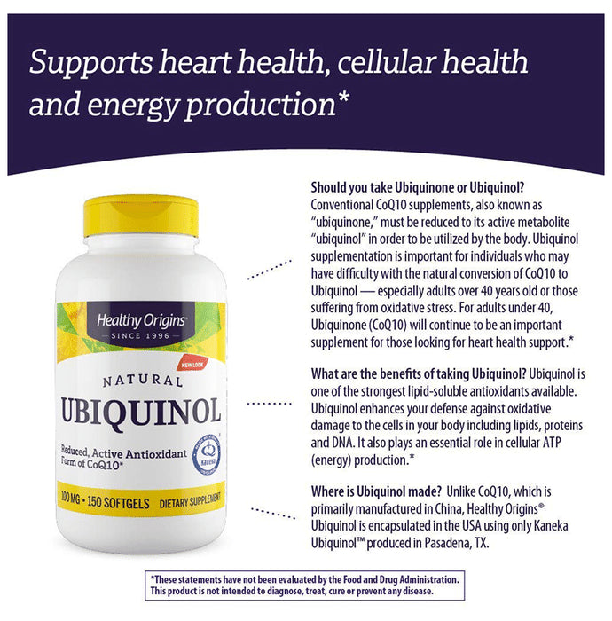 Healthy Origins Natural Ubiqunol 100mg Softgel