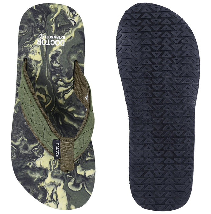Doctor Extra Soft D29 Orthopaedic | Diabetic | Stylish | Comfortable | MCR |Anti-Skid | Rubber Flip-Flop for Men Olive 5 - Classic Derma