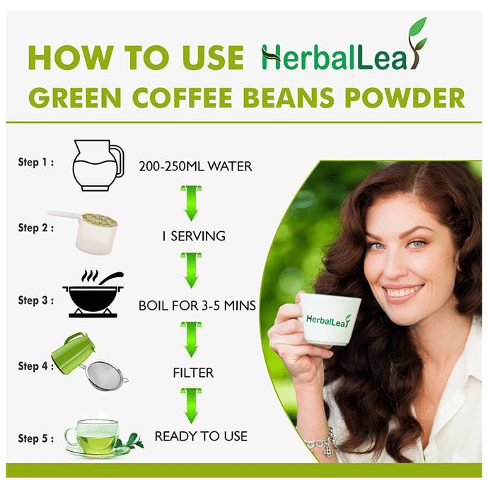 HerbalLeaf 100% Pure & Natural Green Coffee Beans Powder