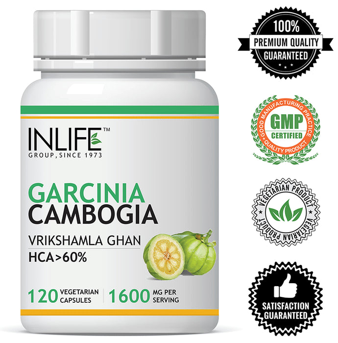 Inlife Garcinia Cambogia (60% HCA) 1600mg per serving Vegetarian Capsules