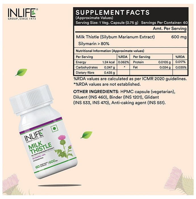Inlife Milk Thistle 600mg Vegetarian Capsule