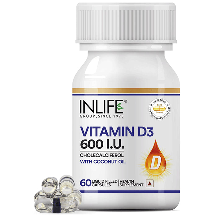 Inlife Vitamin D3 600I.U. Liquid Filled Capsule