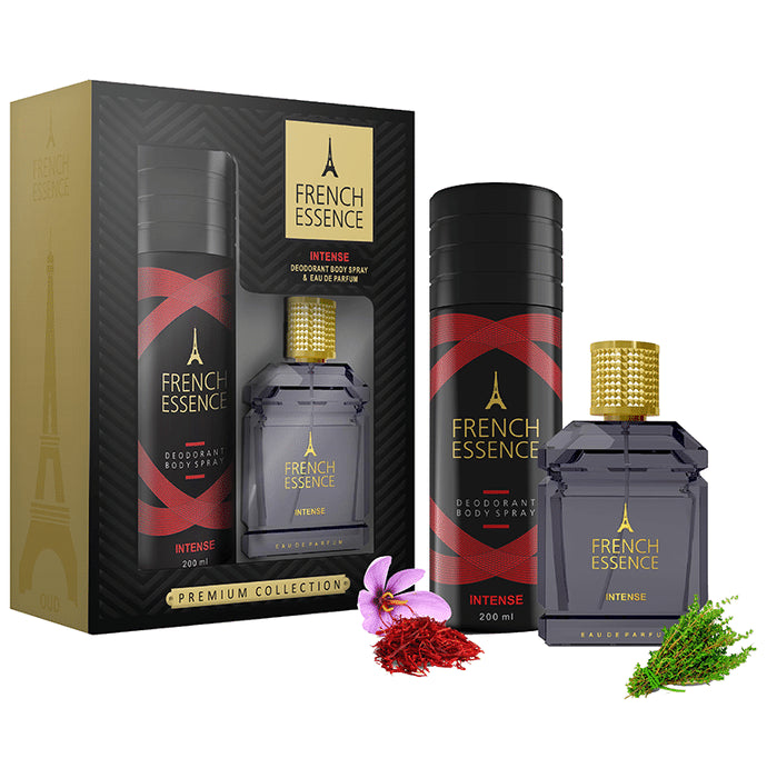 French Essence Intense Deodorant Body Spray 200ml & Perfume 60ml Gift Set for Men - Classic Derma