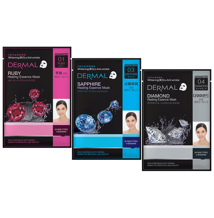 Dermal Combo Pack of Healing Essence Mask (Ruby, Sapphire & Diamond) - Classic Derma
