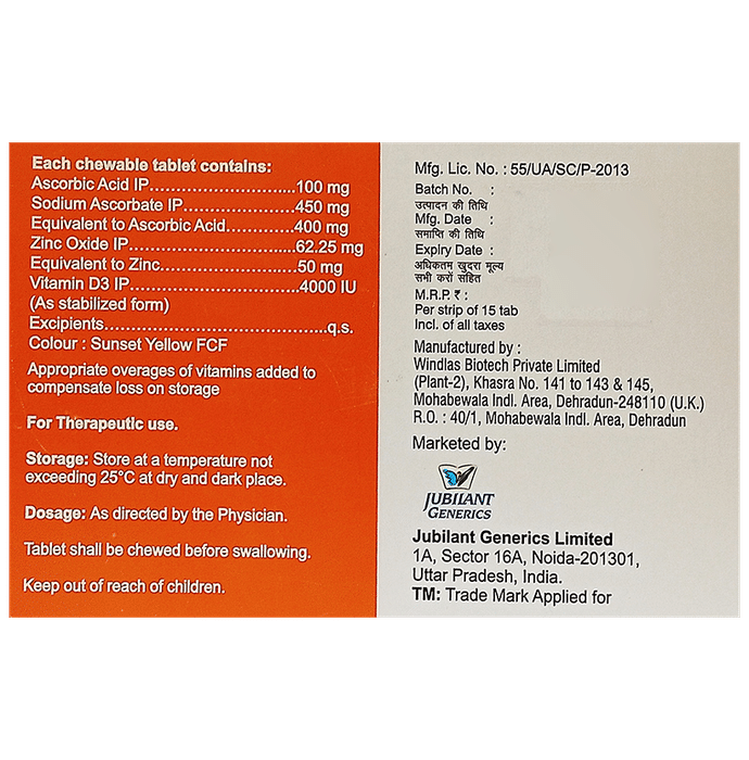 Jubihealth Chewable Tablet Orange Sugar Free