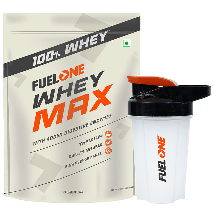 Fuel One Whey Max, Whey Protein Concentrate & Whey Protein Isolate Powder Chocolate with Shaker - Classic Derma