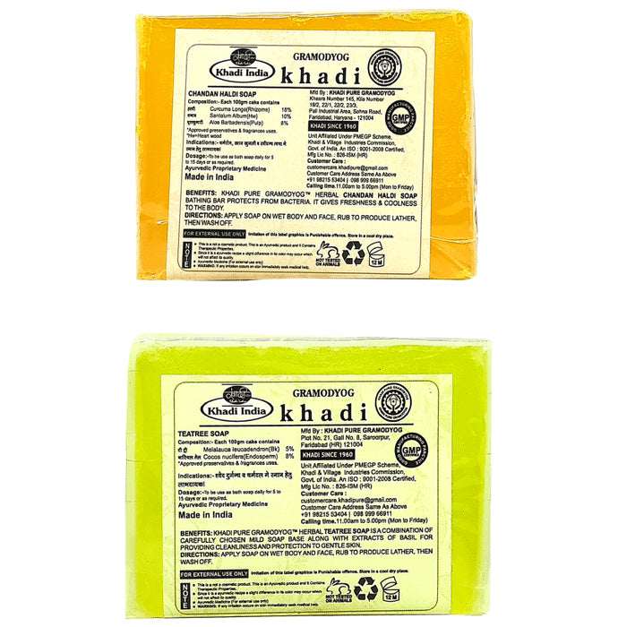 Khadi Pure Combo Pack of Chandan Haldi Soap & Teatree Soap (125gm Each)