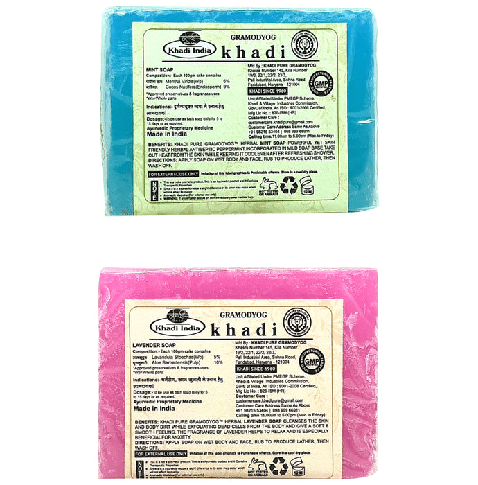 Khadi Pure Combo Pack of Lavender Soap & Mint Soap (125gm Each)