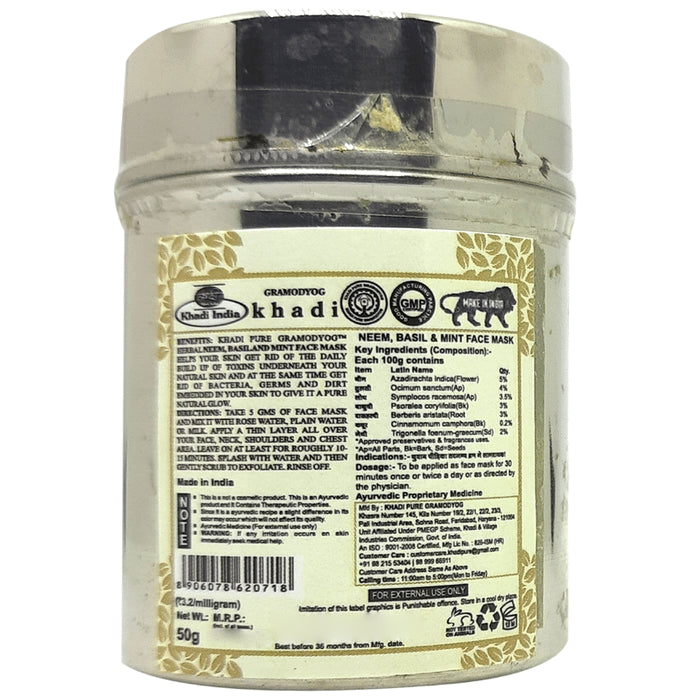 Khadi Pure Herbal Neem, Basil & Mint Face Mask (50gm Each)
