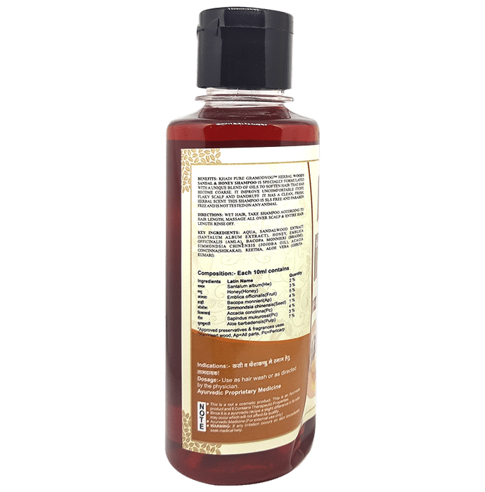 Khadi Pure Herbal Woody Sandal & Honey Shampoo (210ml Each)