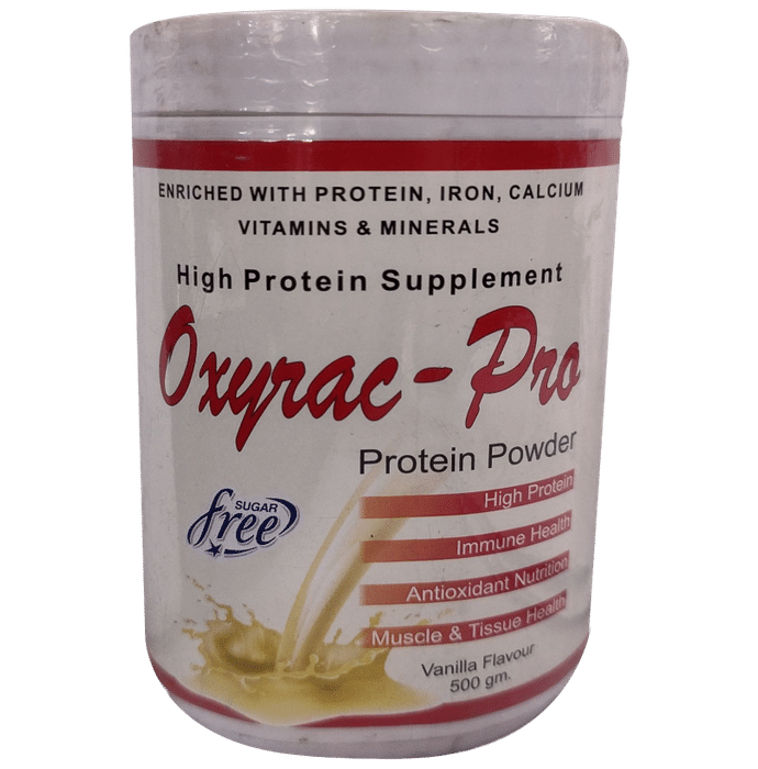 Oxyrac-Pro Protein with Vitamins & Minerals for Muscles & Immunity | Sugar Free | Flavour Powder Vanilla - Classic Derma