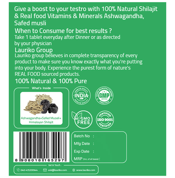 Laurik Himalayan Shilajit + Ashwagandha + Safed Musli Veg Tablet