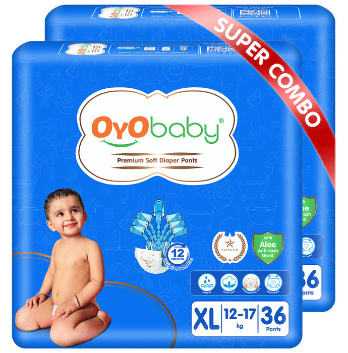 Oyo Baby Premium Soft with Aloe Anti-Rash Shield Diaper Pants (36 Each) XL - Classic Derma