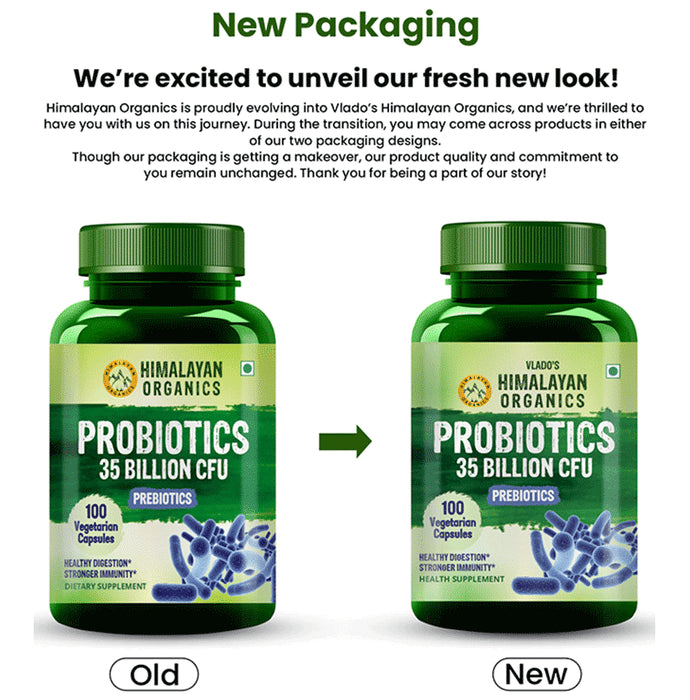 Himalayan Organics Probiotics 35 Billion CFU & Prebiotics | Vegetarian Capsule for Gut Health, Digestion & Immunity