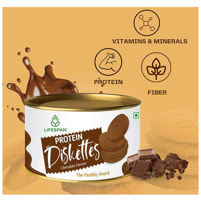 Lifespan Protein Diskettes | High Protein Biscuits | Calcium, Vitamins and Minerals | Chocolate
