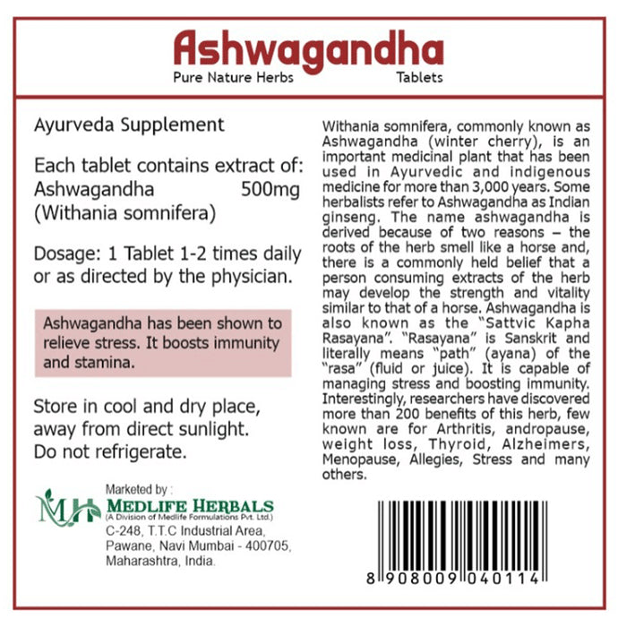 Medlife Herbals Ashwagandha Tablet