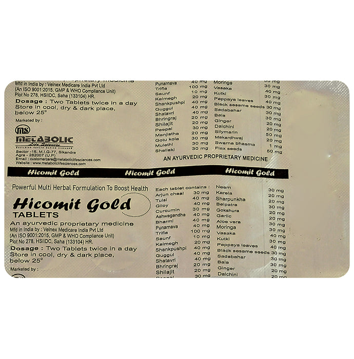 Metabolic Life Sciences Combo Pack of Hicomit Arthritic Tablet (10), Gold Tablet (10) & Hicomit Pain Oil (120)