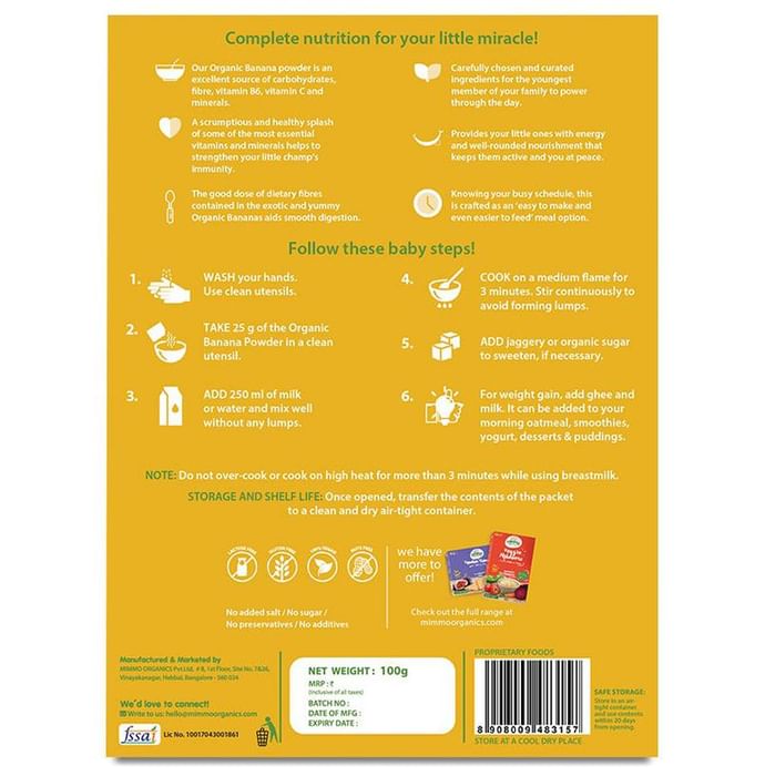 Mimmo Organics Cereal Organic Fruit Powder Mix (6 Months Plus)