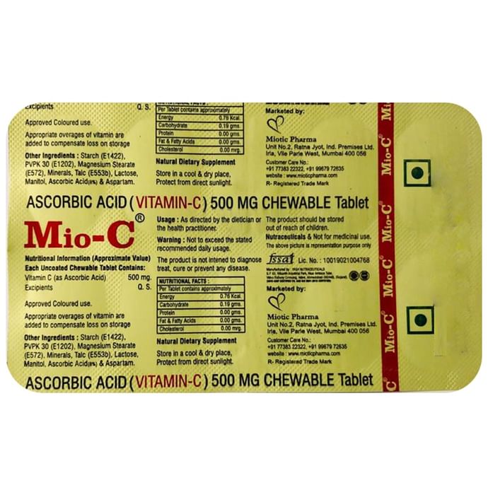 Mio-C Orange Sugar Free Chewable Tablet