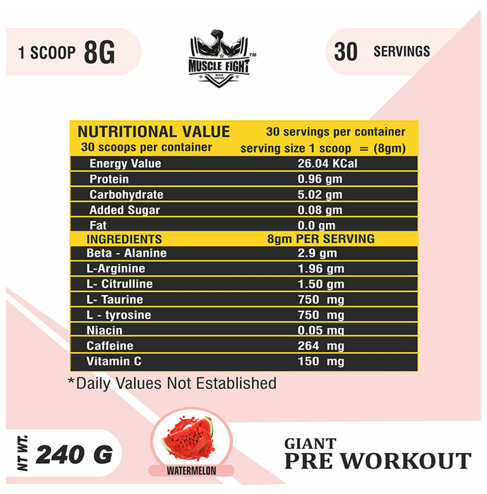 Muscle Fight Gold Giant Pre Workout Watermelon