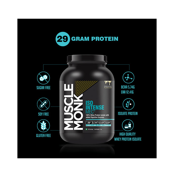 Muscle Monk Combo Pack of Iso Intense MEC 100% Whey Protein Isolate Creamy Vanilla 1kg & Creatine Monohydrate Unflavoured 100gm