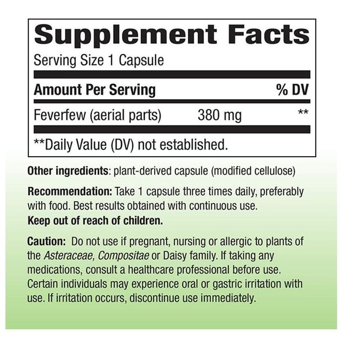 Nature's Way Feverfew Herb 380mg Vegetarian Capsule