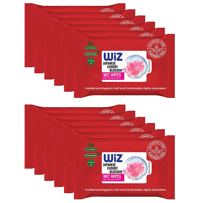 Wiz Japanese Cherry Blossom Wet Wipes (25 Each) - Classic Derma