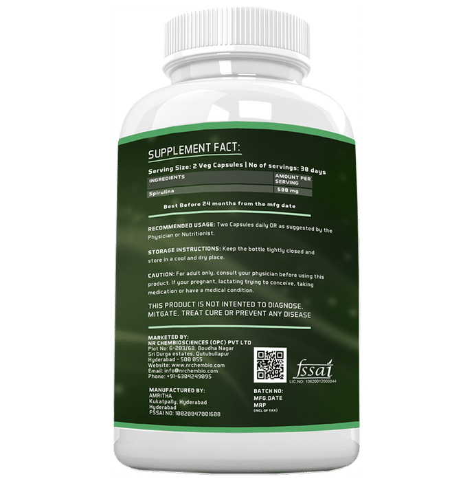NeuRapid Spirulina 500mg Veg Capsule