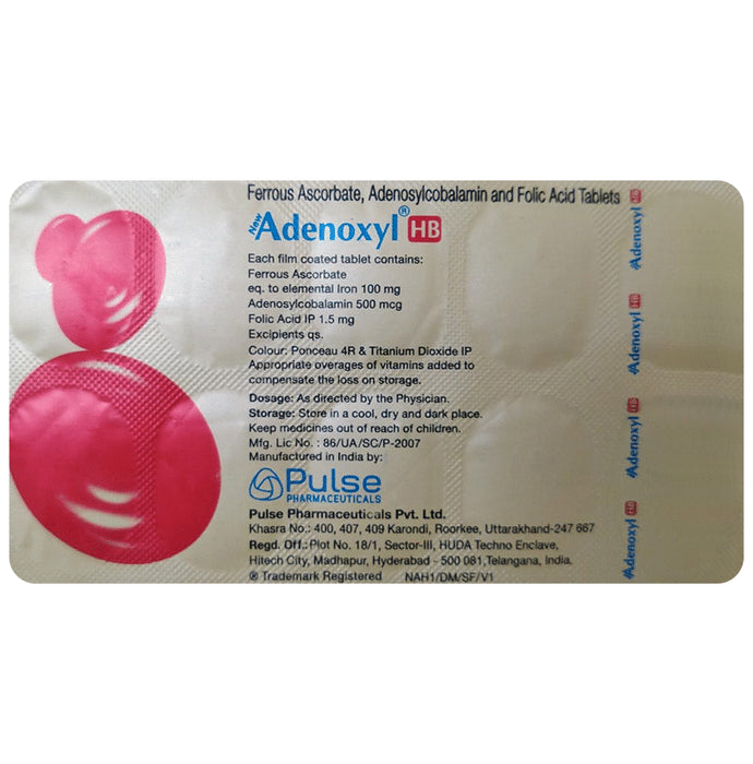 New Adenoxyl HB with Ferrous Ascorbate, Adenocylcobalamin & Folic Acid | Tablet