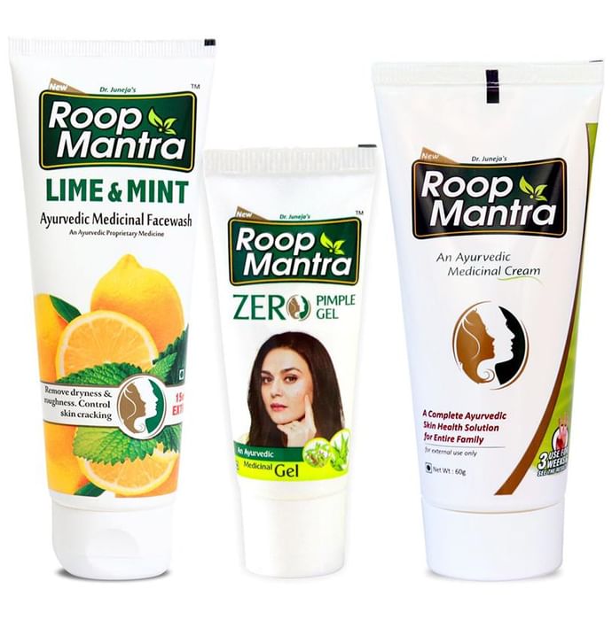 Roop Mantra Combo Pack of Lime & Mint Face Wash 115ml, Zero Pimple Gel 15gm & Face Cream 60gm - Classic Derma