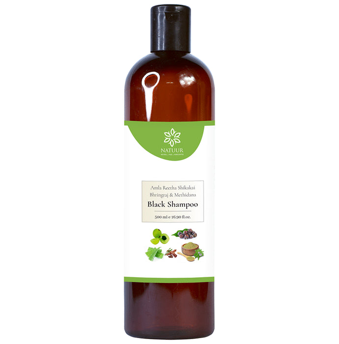 Natuur Black Shampoo Amla Reetha Shikakai Bhringraj & Methidana - Classic Derma