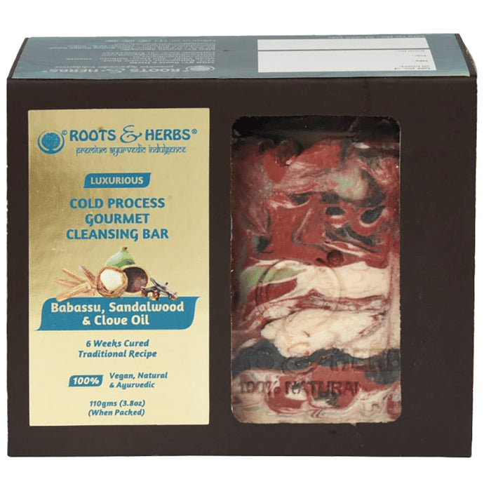 Roots and Herbs Cold Process Gourmet Cleansing Bar Babassu, Sandalwood & Clove Oil - Classic Derma