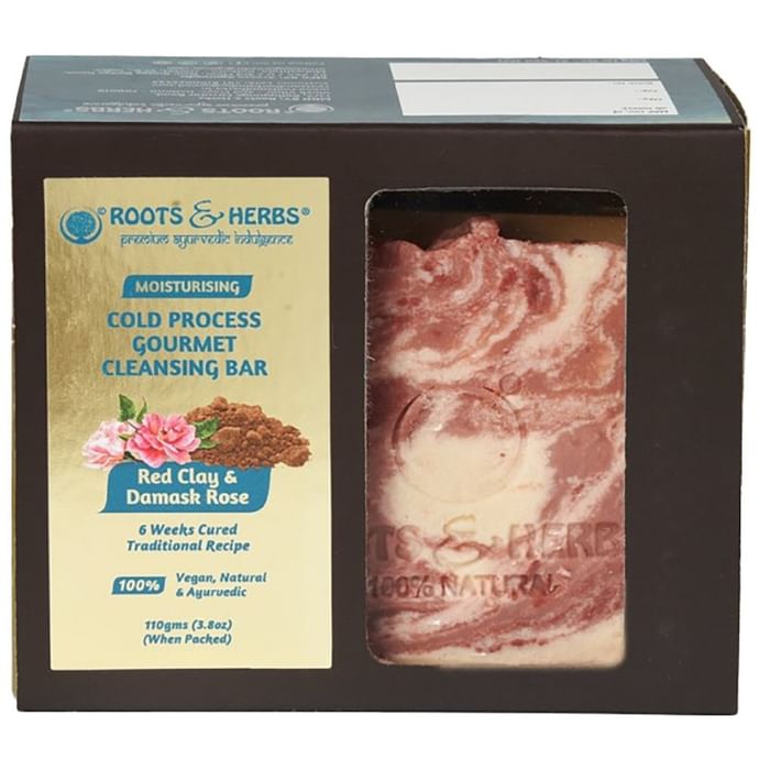 Roots and Herbs Cold Process Gourmet Cleansing Bar Red Clay & Damask Rose - Classic Derma