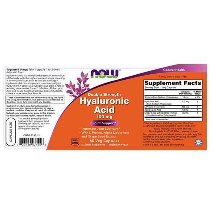 Now Foods Hyaluronic Acid 100mg Capsule