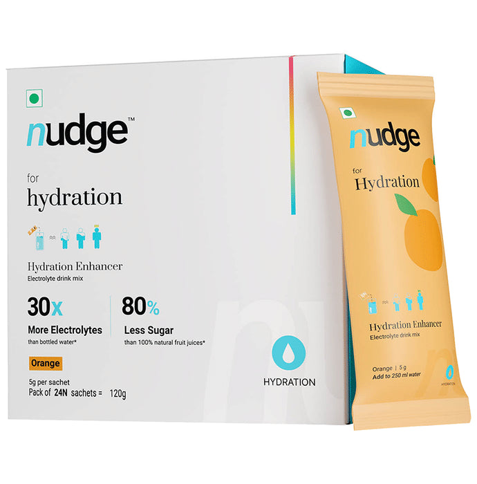 Nudge Combo Pack of Hydration Enhancer Sachet Orange Flavour & Lemon Flavour (24 Each)