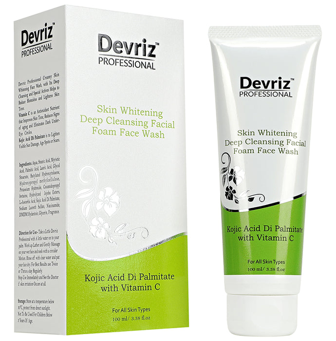 Devriz Professional Skin Whitening Deep Cleansing Facial Foam Face Wash - Classic Derma