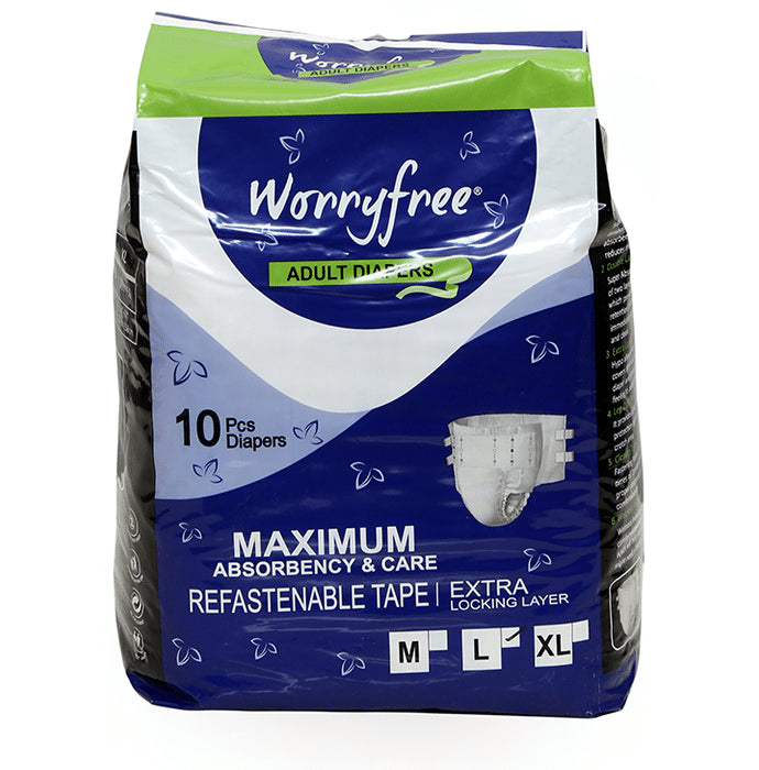 Worryfree Adult Diaper (10 Each) Large - Classic Derma
