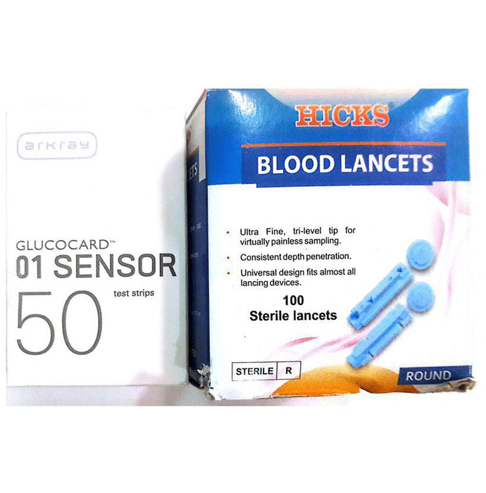Arkray and Hicks Combo Pack of 50 Test Strips and 100 Lancets - Classic Derma
