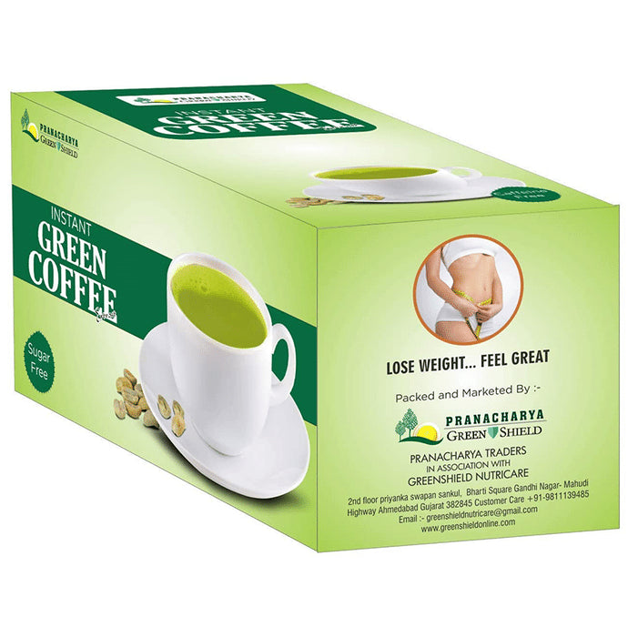 Pranacharya Green Shield Instant Green Coffee Extract Sachets (20 Each) Sugar Free
