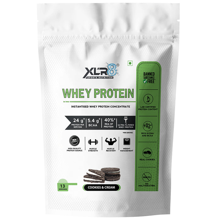 XLR8 Sports Nutrition Whey Protein Instantised Whey Protein Concentrate Cookies & Cream - Classic Derma