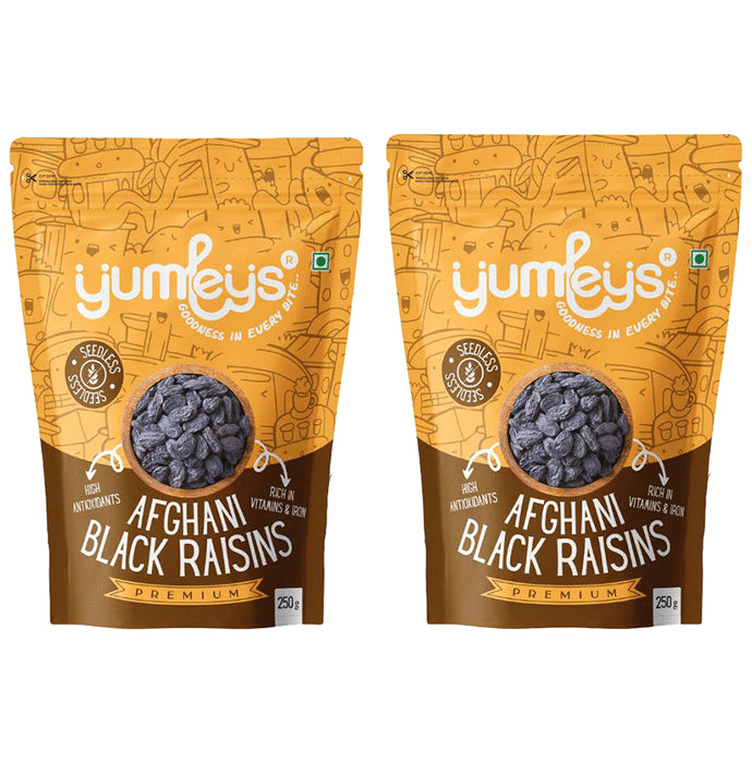 Yumleys Premium Afghani Black Raisins (250gm Each) Seedless - Classic Derma